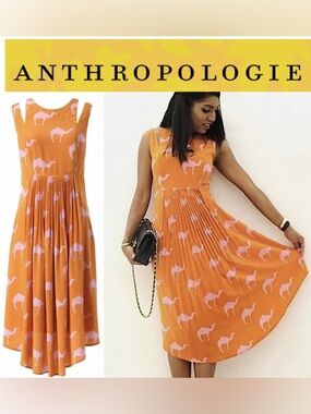 Anthropologie Charlotte Taylor Silk Dromedary Camel Dress 8